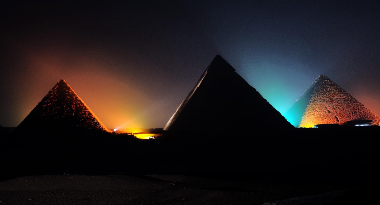 The Sphinx lit up during the Giza night show